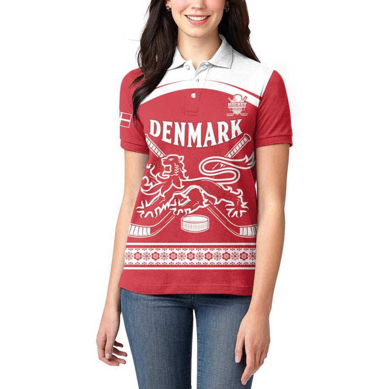 Custom Denmark Hockey Come On Danish Lions Women Polo Shirt