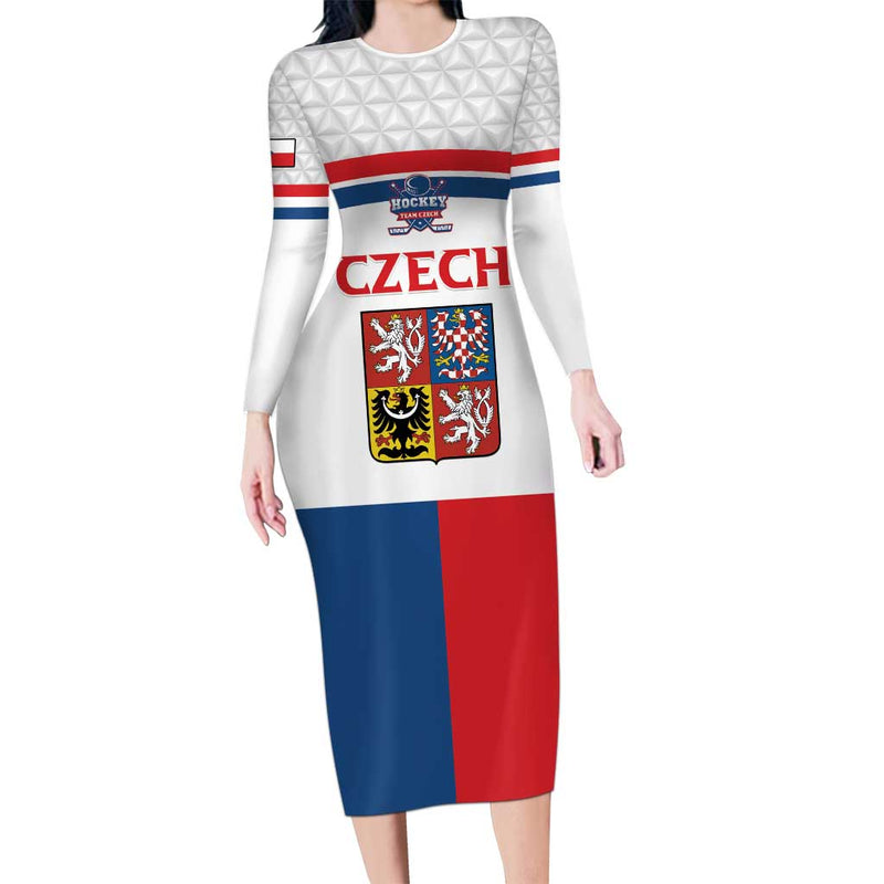 Custom Czech Hockey Go Cesko Long Sleeve Bodycon Dress