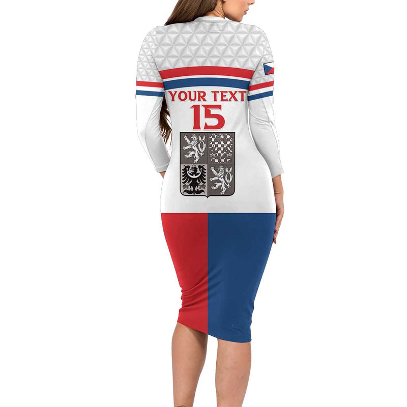 Custom Czech Hockey Go Cesko Long Sleeve Bodycon Dress