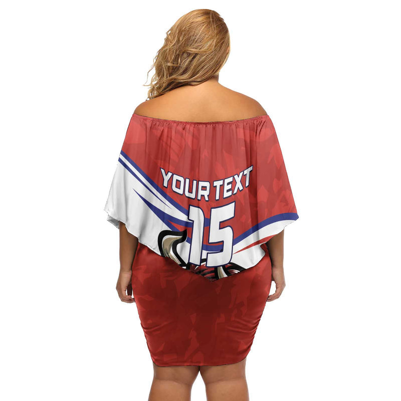 Custom Costa Rica Football Los Ticos With Bull Mascot Off Shoulder Short Dress