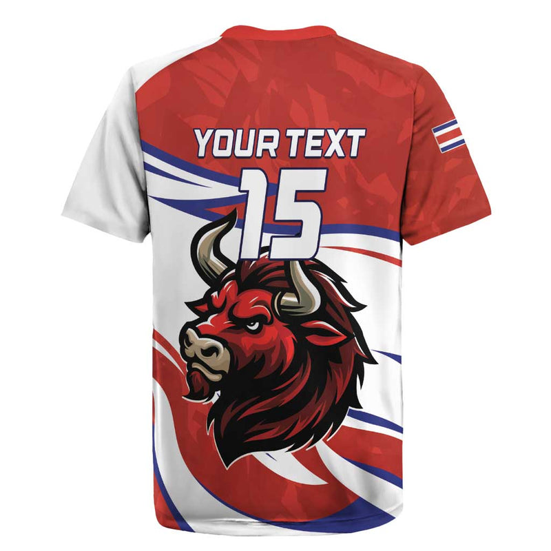 Custom Costa Rica Football Los Ticos With Bull Mascot Rugby Jersey