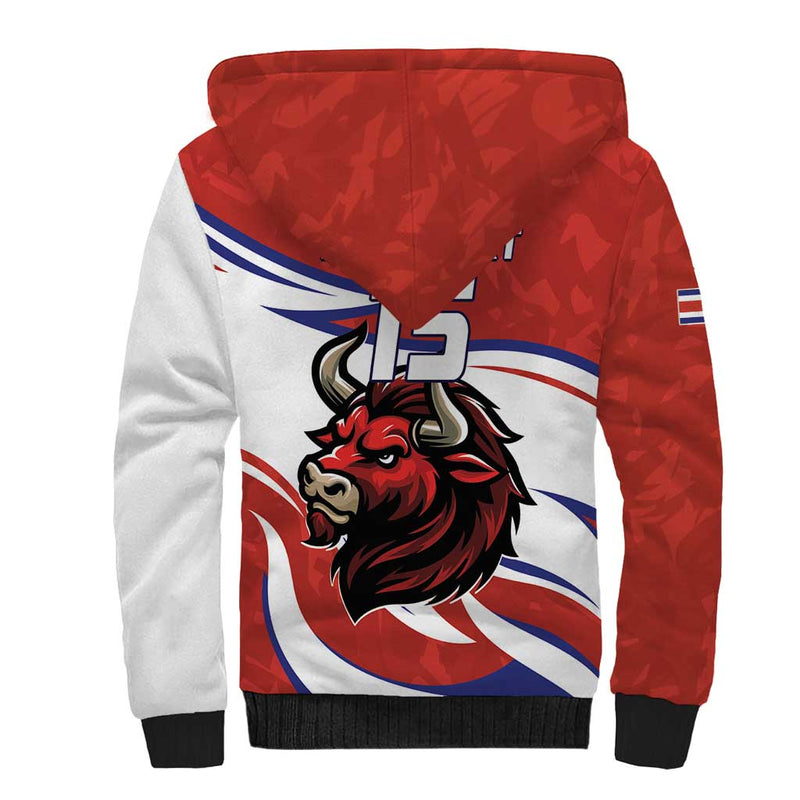 Custom Costa Rica Football Los Ticos With Bull Mascot Sherpa Hoodie