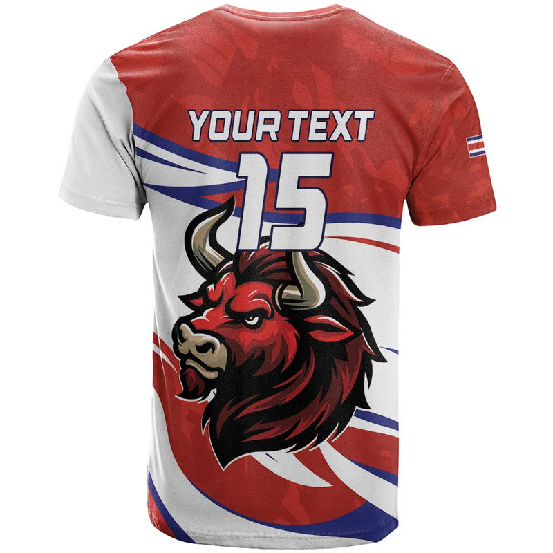 Custom Costa Rica Football Los Ticos With Bull Mascot T Shirt