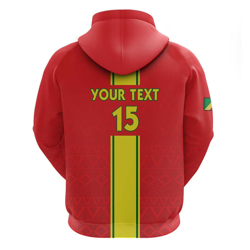 Custom Congo Brazzaville Football Go Ba Diabulu ya Mbwaki Red Color Hoodie