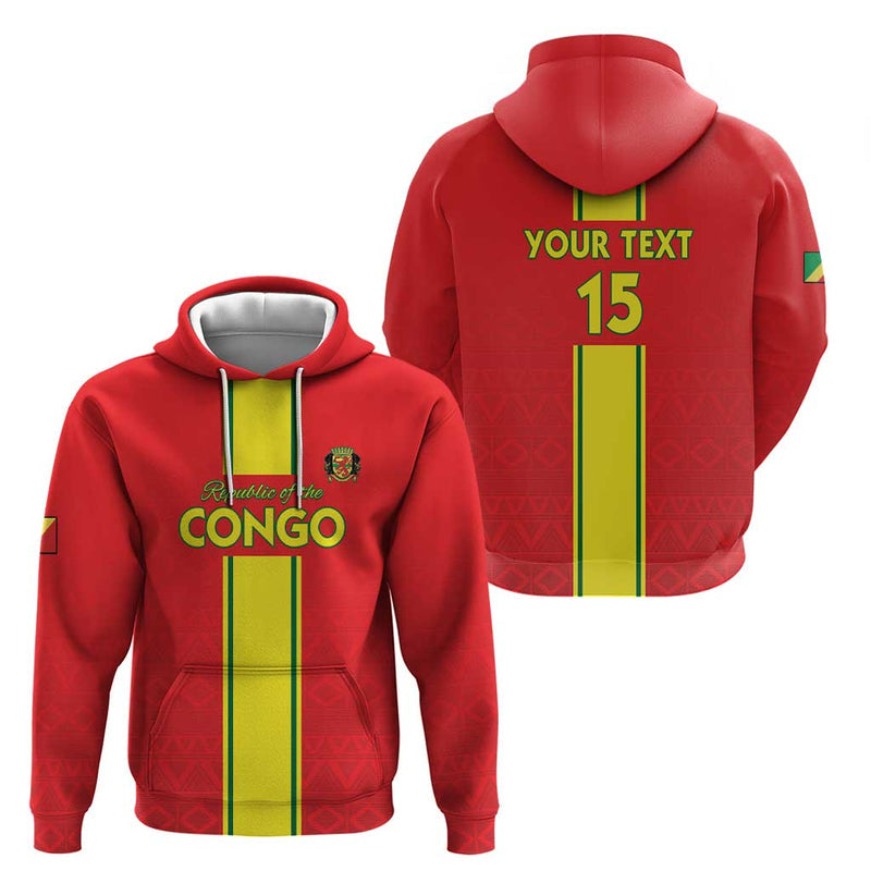 Custom Congo Brazzaville Football Go Ba Diabulu ya Mbwaki Red Color Hoodie