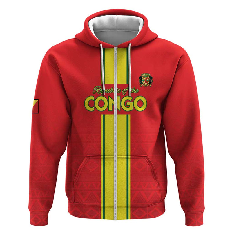 Custom Congo Brazzaville Football Go Ba Diabulu ya Mbwaki Red Color Hoodie