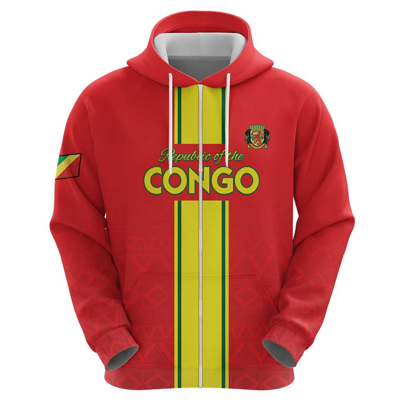 Custom Congo Brazzaville Football Go Ba Diabulu ya Mbwaki Red Color Hoodie