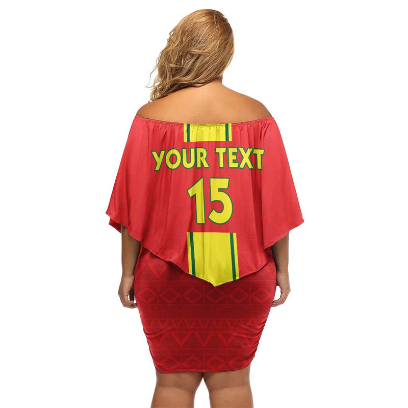 Custom Congo Brazzaville Football Go Ba Diabulu Ya Mbwaki Red Color Off Shoulder Short Dress