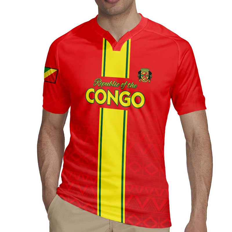 Custom Congo Brazzaville Football Go Ba Diabulu Ya Mbwaki Red Color Rugby Jersey