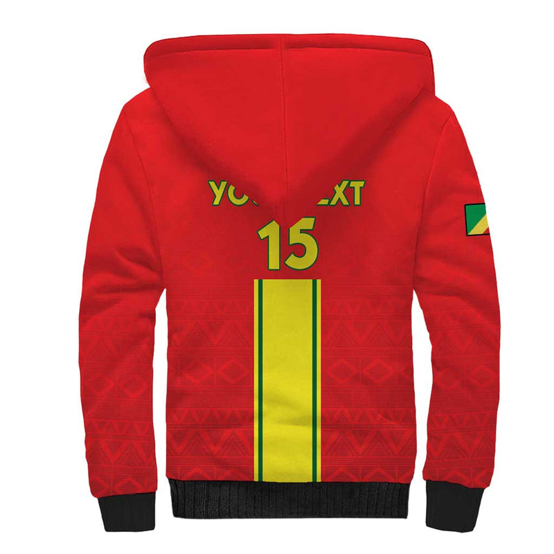 Custom Congo Brazzaville Football Go Ba Diabulu ya Mbwaki Red Color Sherpa Hoodie