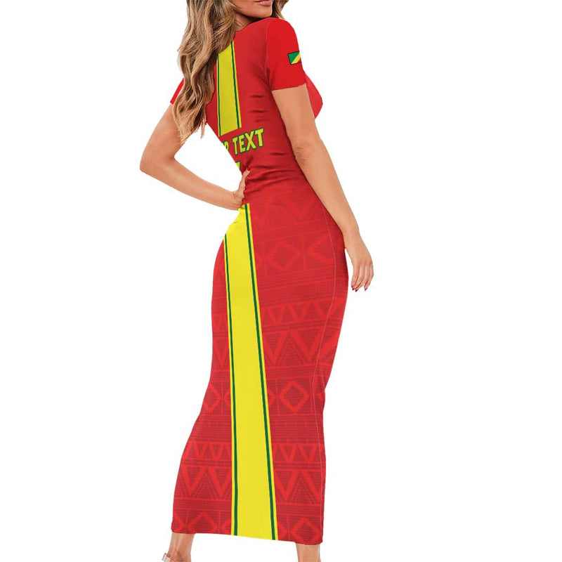 Custom Congo Brazzaville Football Go Ba Diabulu Ya Mbwaki Red Color Short Sleeve Bodycon Dress