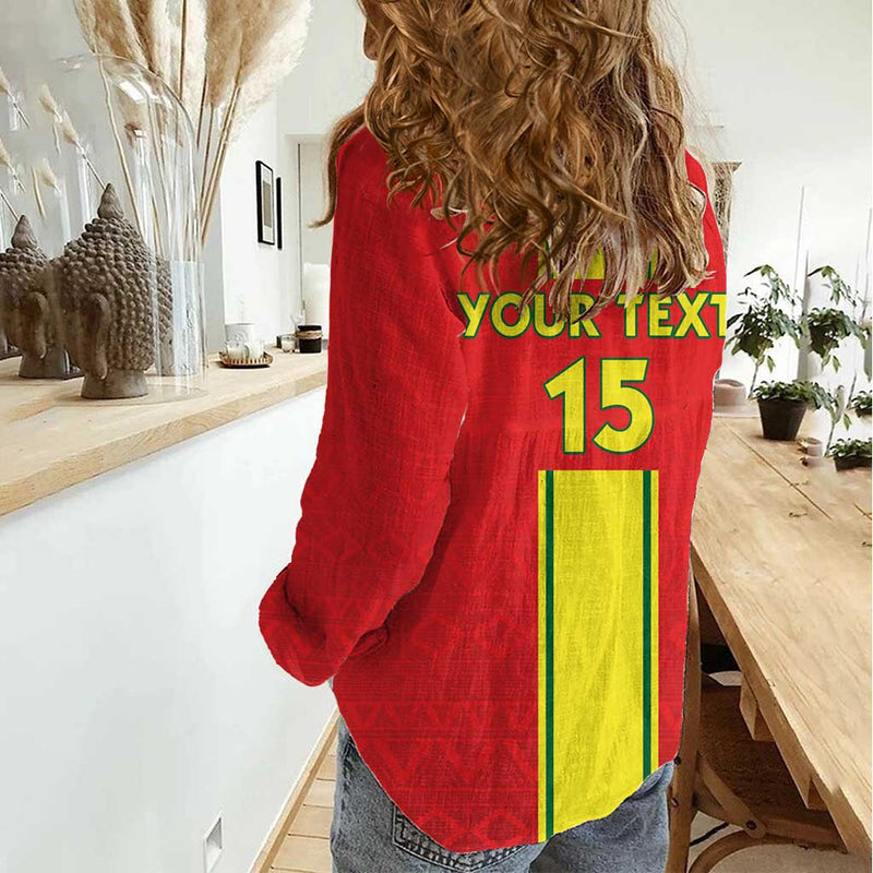 Custom Congo Brazzaville Football Go Ba Diabulu ya Mbwaki Red Color Women Casual Shirt