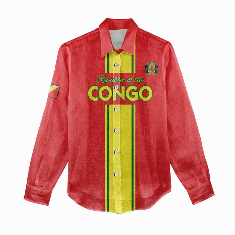 Custom Congo Brazzaville Football Go Ba Diabulu ya Mbwaki Red Color Women Casual Shirt