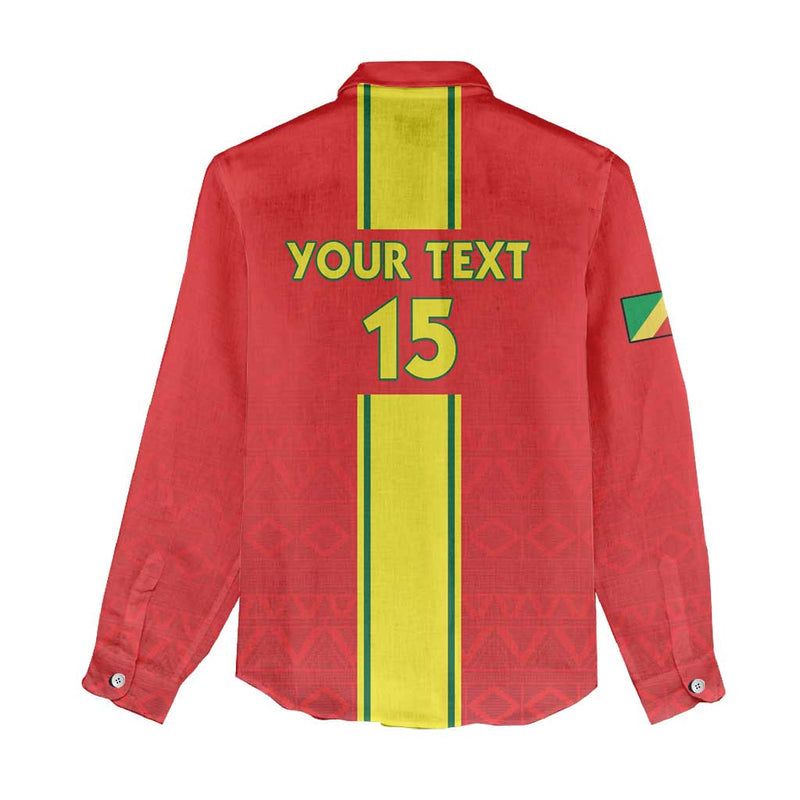 Custom Congo Brazzaville Football Go Ba Diabulu ya Mbwaki Red Color Women Casual Shirt
