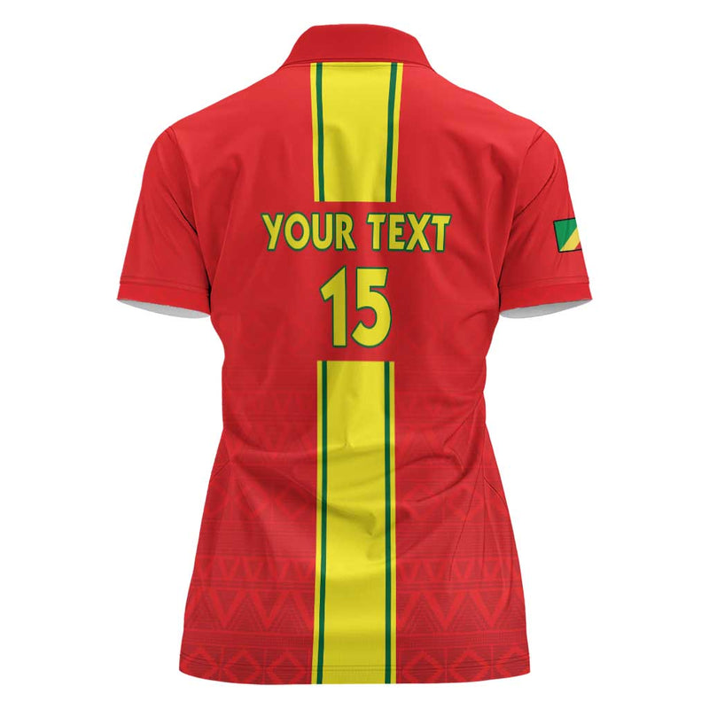 Custom Congo Brazzaville Football Go Ba Diabulu ya Mbwaki Red Color Women Polo Shirt