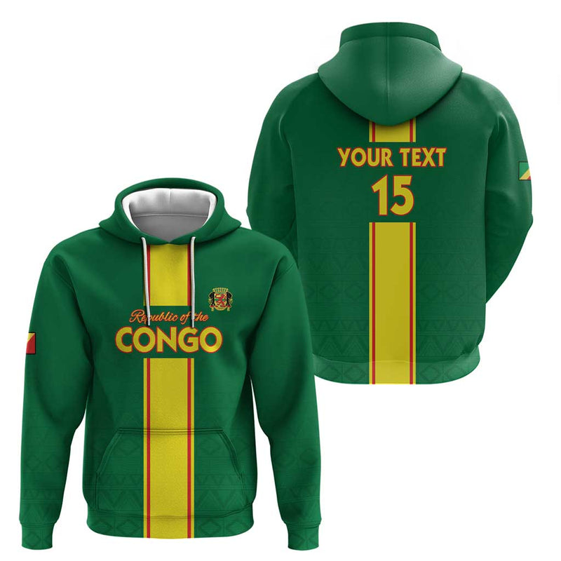 Custom Congo Brazzaville Football Go Ba Diabulu ya Mbwaki Green Color Hoodie