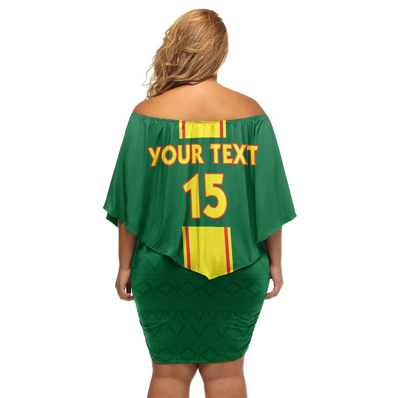 Custom Congo Brazzaville Football Go Ba Diabulu Ya Mbwaki Green Color Off Shoulder Short Dress