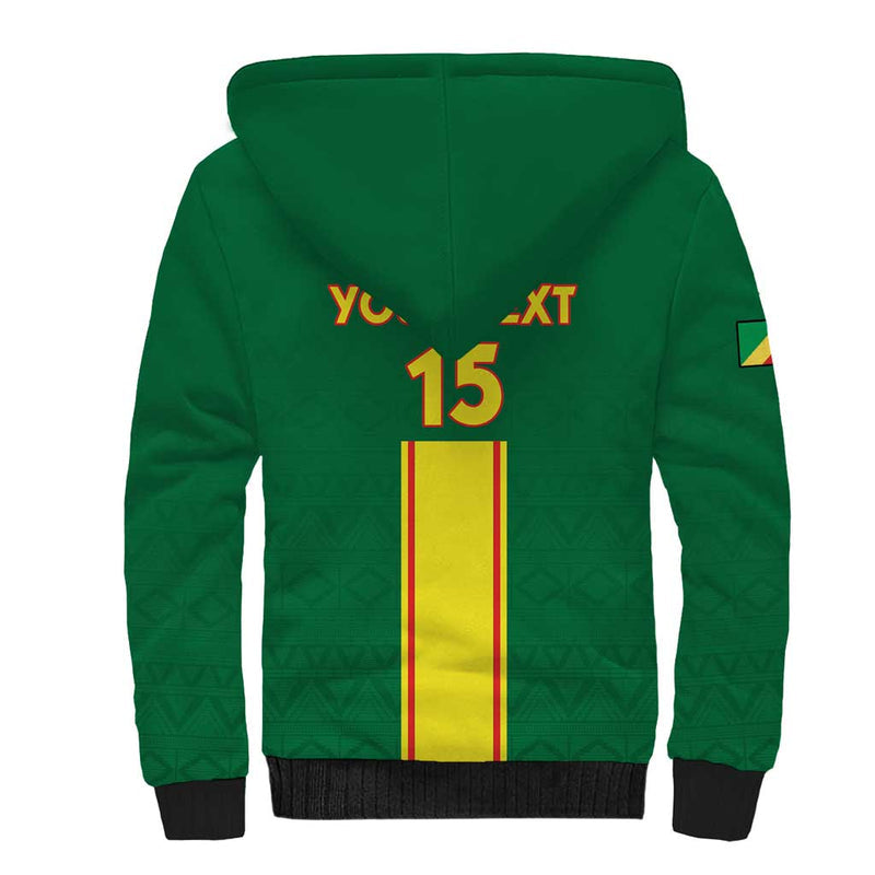 Custom Congo Brazzaville Football Go Ba Diabulu ya Mbwaki Green Color Sherpa Hoodie