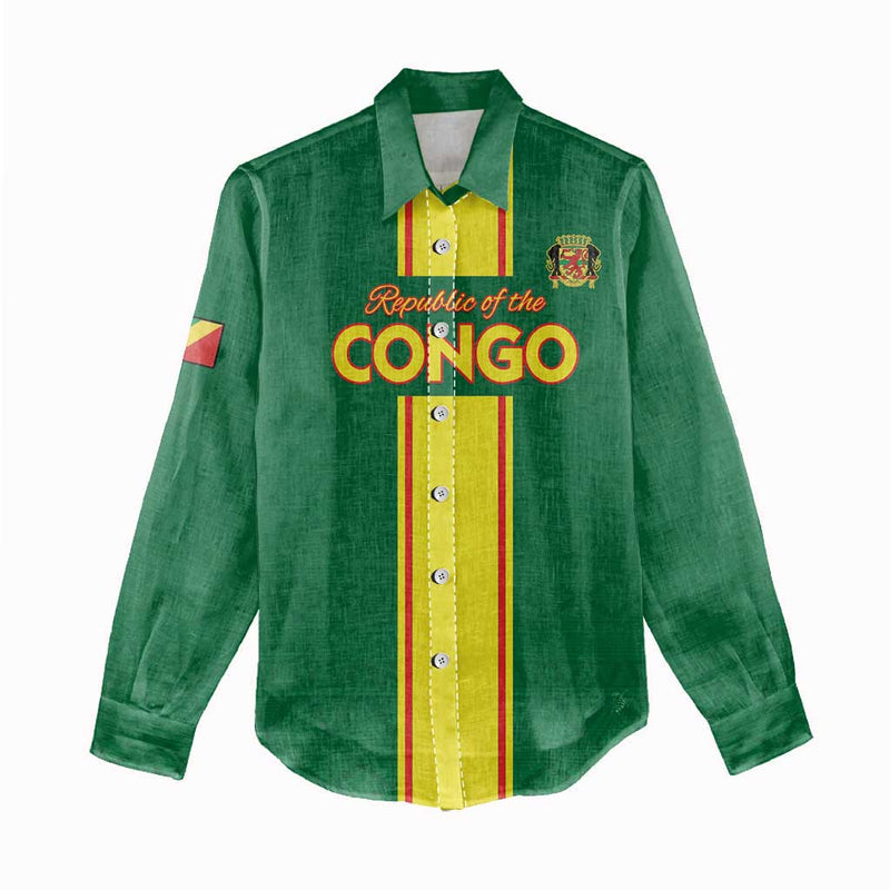 Custom Congo Brazzaville Football Go Ba Diabulu ya Mbwaki Green Color Women Casual Shirt