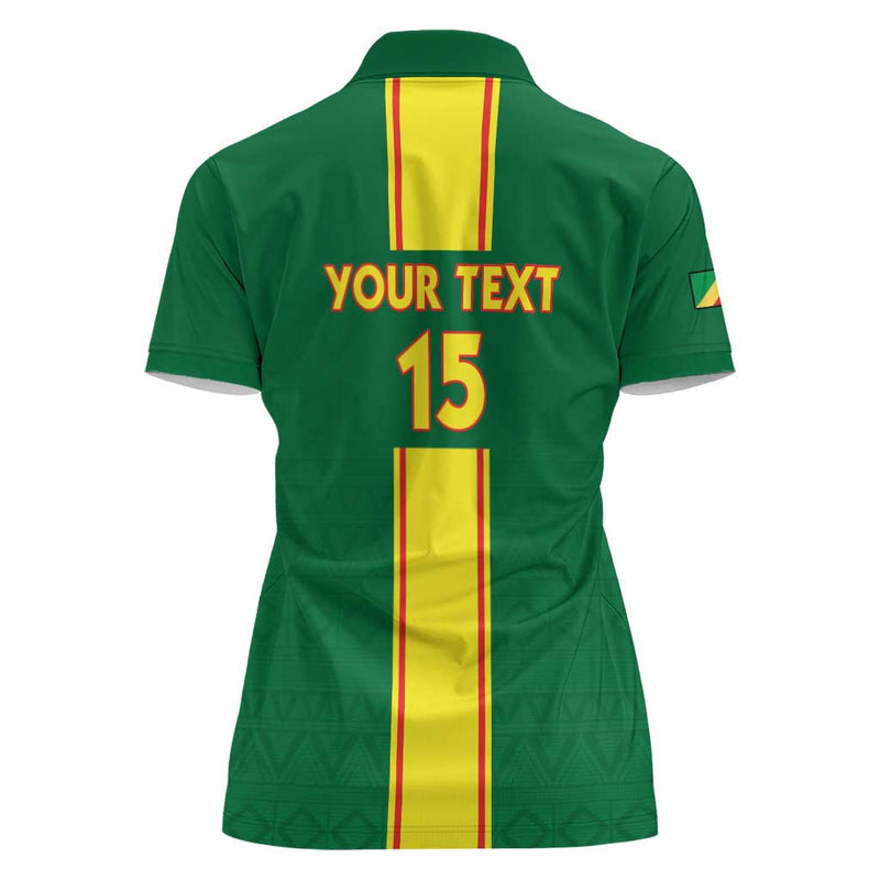 Custom Congo Brazzaville Football Go Ba Diabulu ya Mbwaki Green Color Women Polo Shirt