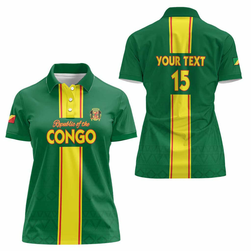 Custom Congo Brazzaville Football Go Ba Diabulu ya Mbwaki Green Color Women Polo Shirt