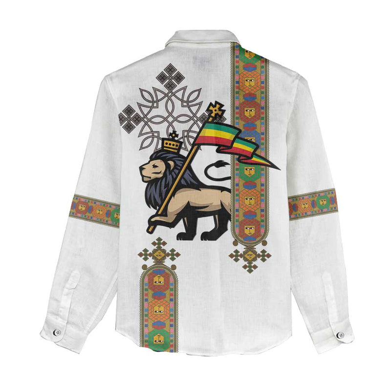 Ethiopia Saba Kemis Ethiopian Cross Lion Of Judah Women Casual Shirt