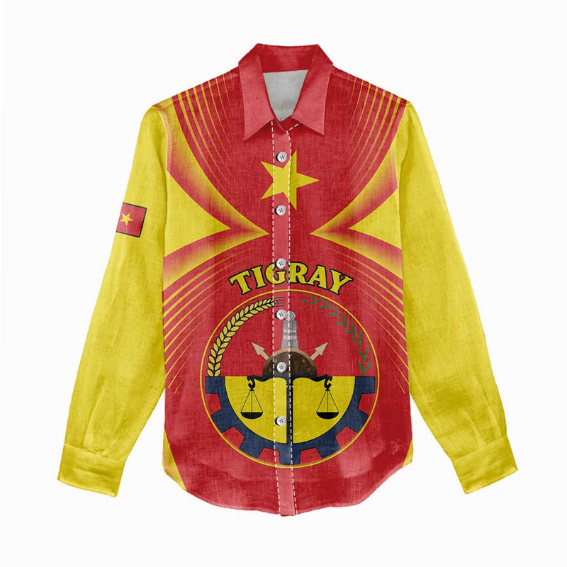 Ethiopia Tigray Region Coat Of Arms With Map Women Casual Shirt