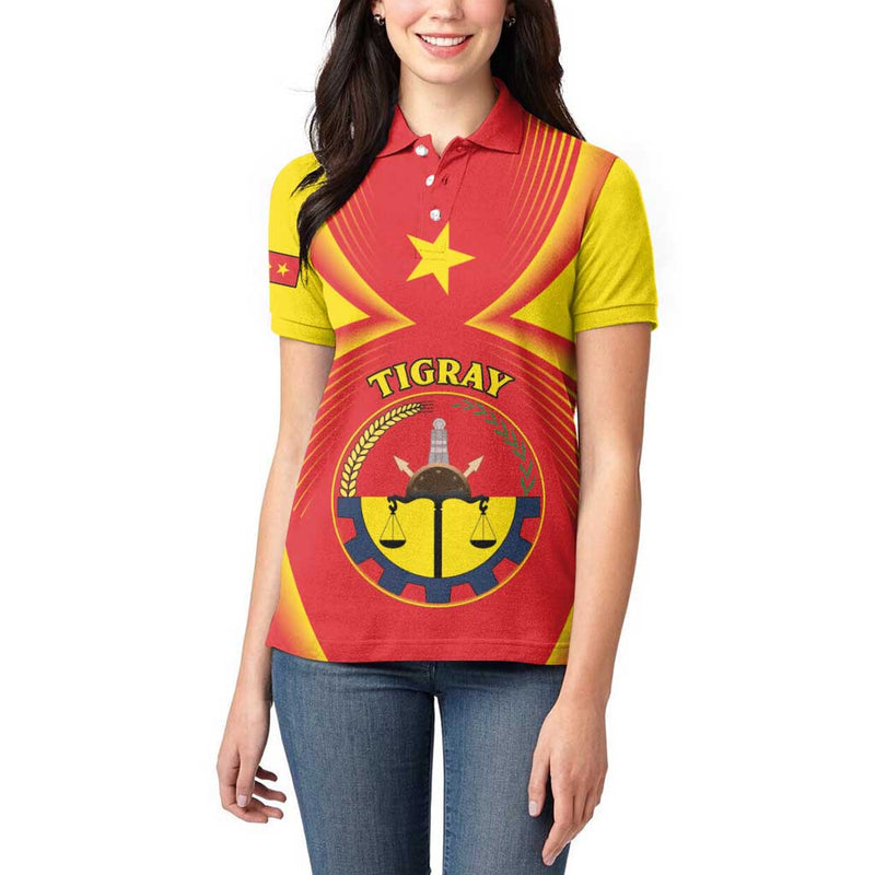Ethiopia Tigray Region Coat Of Arms With Map Women Polo Shirt