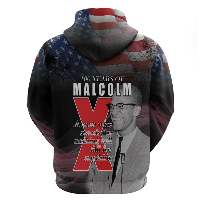 African American El Hajj Malik El Shabazz 100 Years of Malcolm X Hoodie