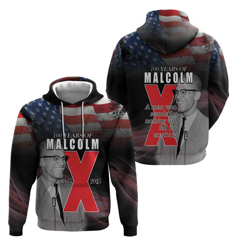 African American El Hajj Malik El Shabazz 100 Years of Malcolm X Hoodie