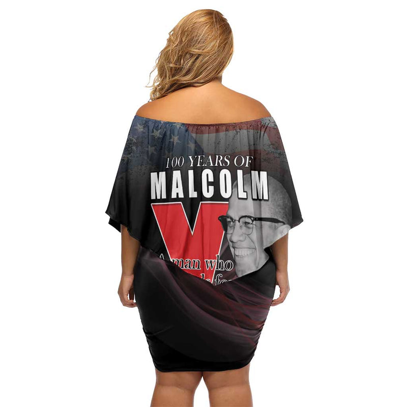 African American El Hajj Malik El Shabazz 100 Years Of Malcolm X Off Shoulder Short Dress