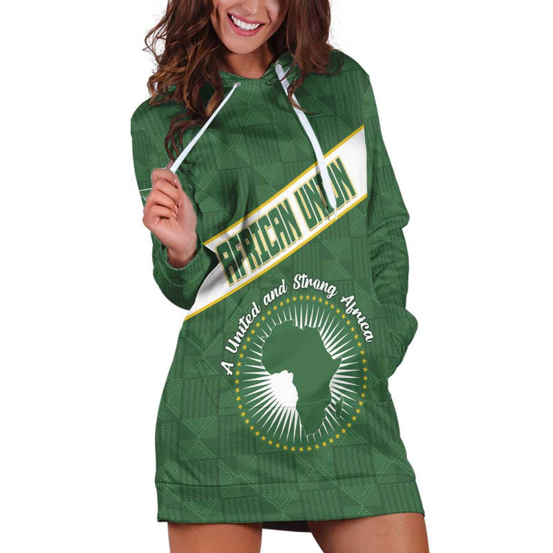 African Union Day Emblem With Kente Pattern Hoodie Dress