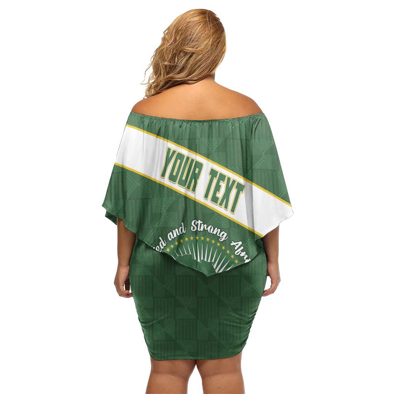 African Union Day Emblem With Kente Pattern Off Shoulder Short Dress