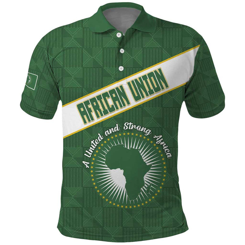 African Union Day Polo Shirt Emblem With Kente Pattern