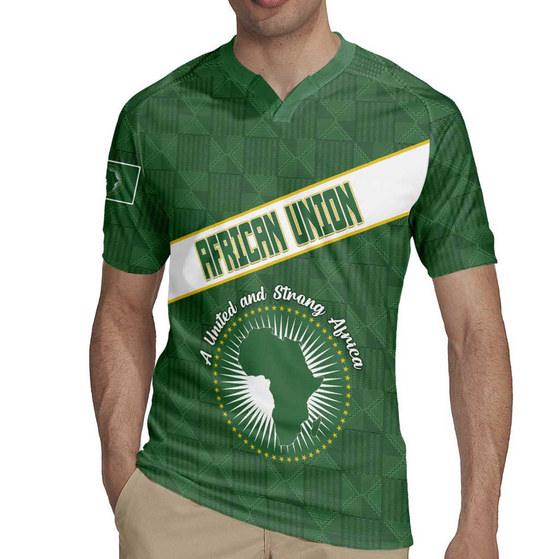African Union Day Emblem With Kente Pattern Rugby Jersey