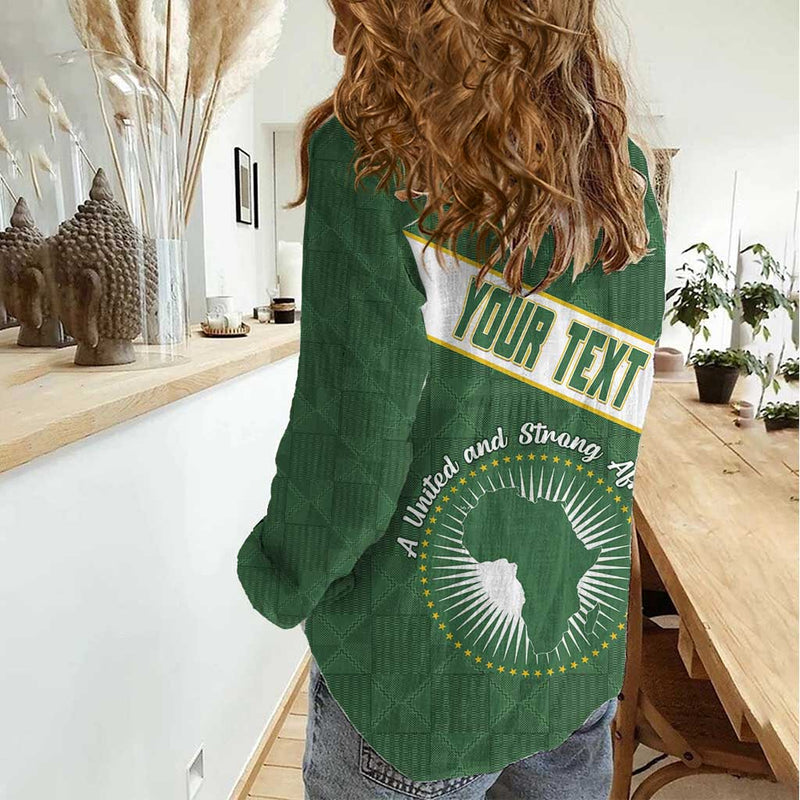 African Union Day Women Casual Shirt Emblem With Kente Pattern