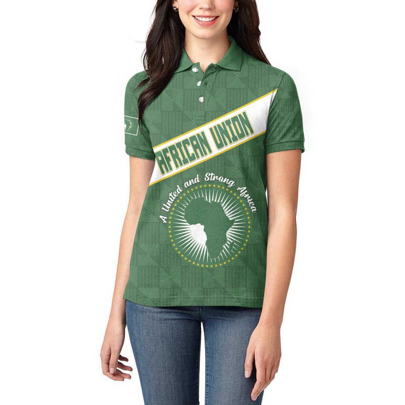 African Union Day Women Polo Shirt Emblem With Kente Pattern
