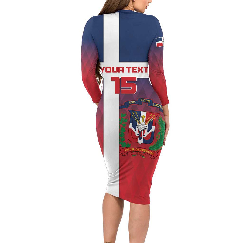 Custom Dominican Republic Football Come On Los Quisqueyanos Long Sleeve Bodycon Dress