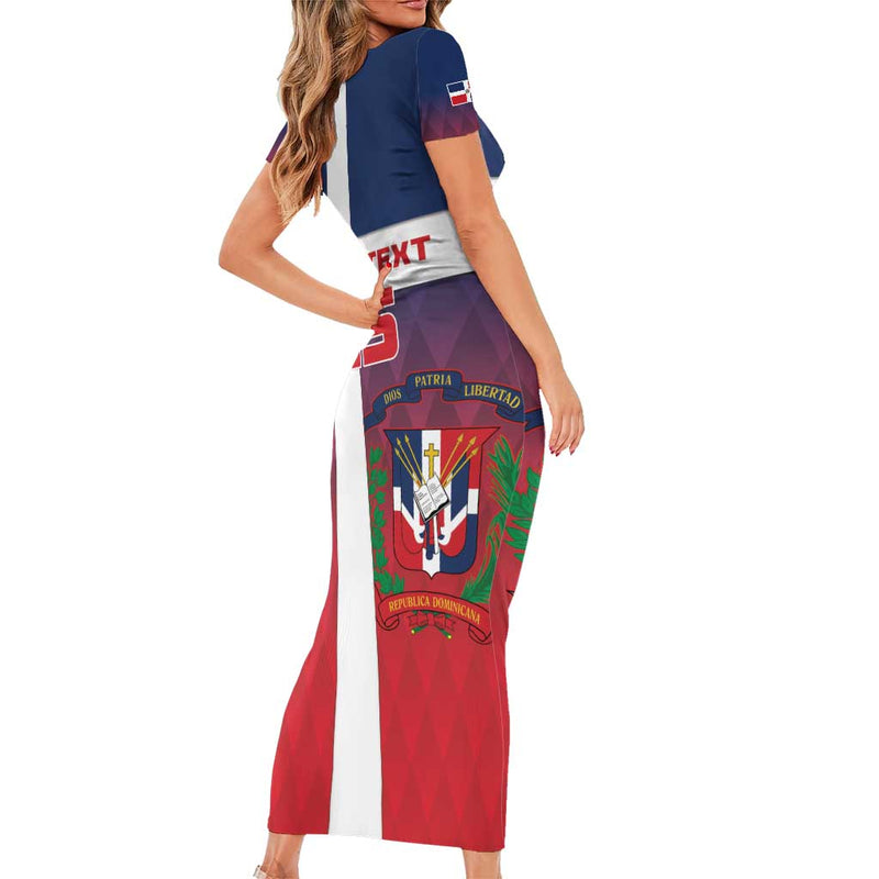 Custom Dominican Republic Football Come On Los Quisqueyanos Short Sleeve Bodycon Dress