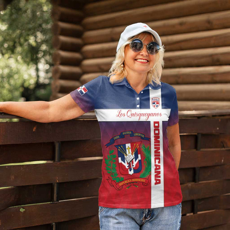Custom Dominican Republic Football Come On Los Quisqueyanos Women Polo Shirt