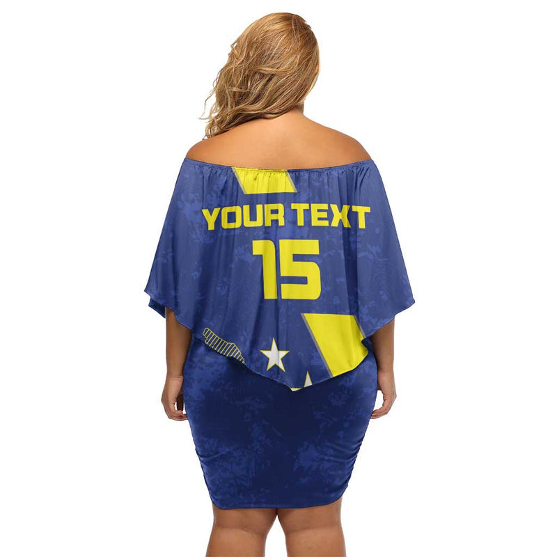 Custom Curacao Football Go La Familia Azul Off Shoulder Short Dress