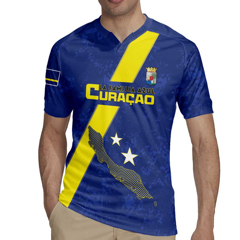 Custom Curacao Football Go La Familia Azul Rugby Jersey