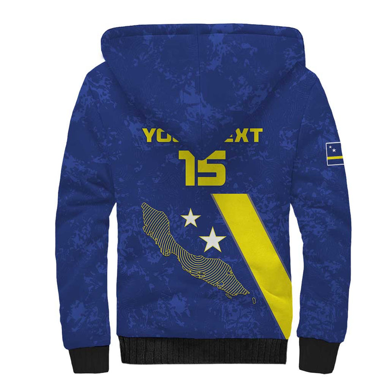 Custom Curacao Football Go La Familia Azul Sherpa Hoodie