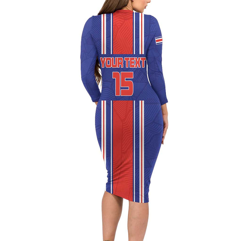 Custom Costa Rica Football Vamos Ticos! Long Sleeve Bodycon Dress