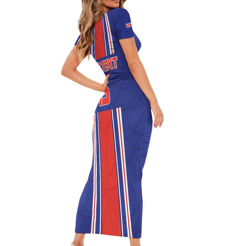 Custom Costa Rica Football Vamos Ticos! Short Sleeve Bodycon Dress