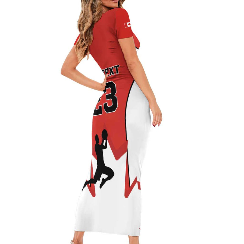 Custom Canada Basketball Go Champions Team Canada Short Sleeve Bodycon Dress