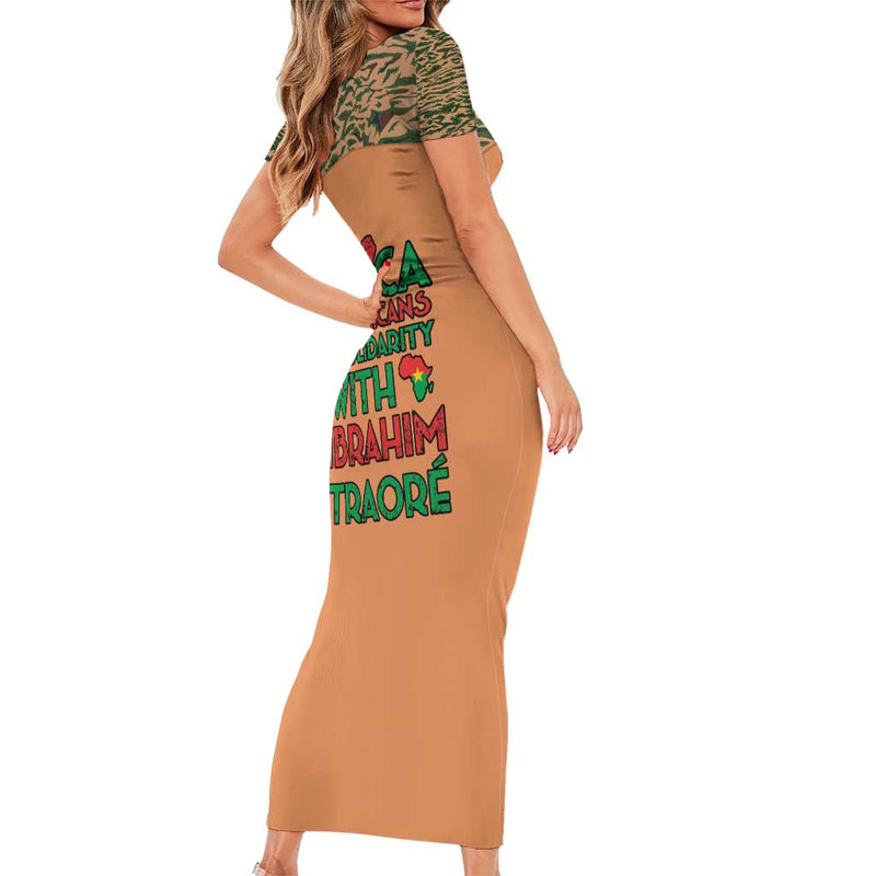 Africa In Solidarity With Traore Africa For Africans Short Sleeve Bodycon Dress