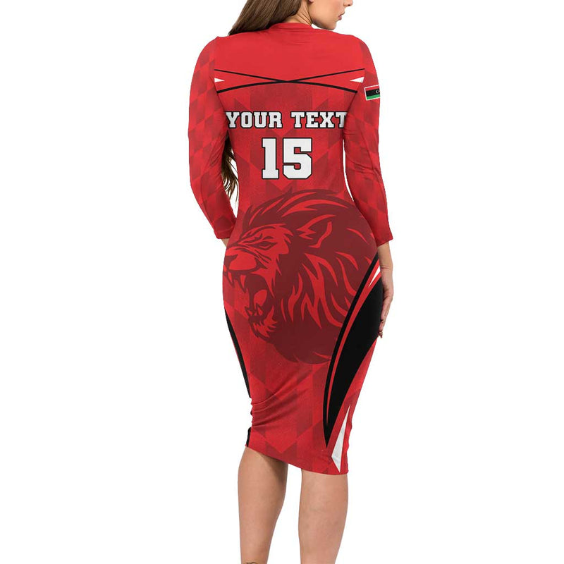 Custom Libya Football Go Fursan Al-mutawasit Long Sleeve Bodycon Dress