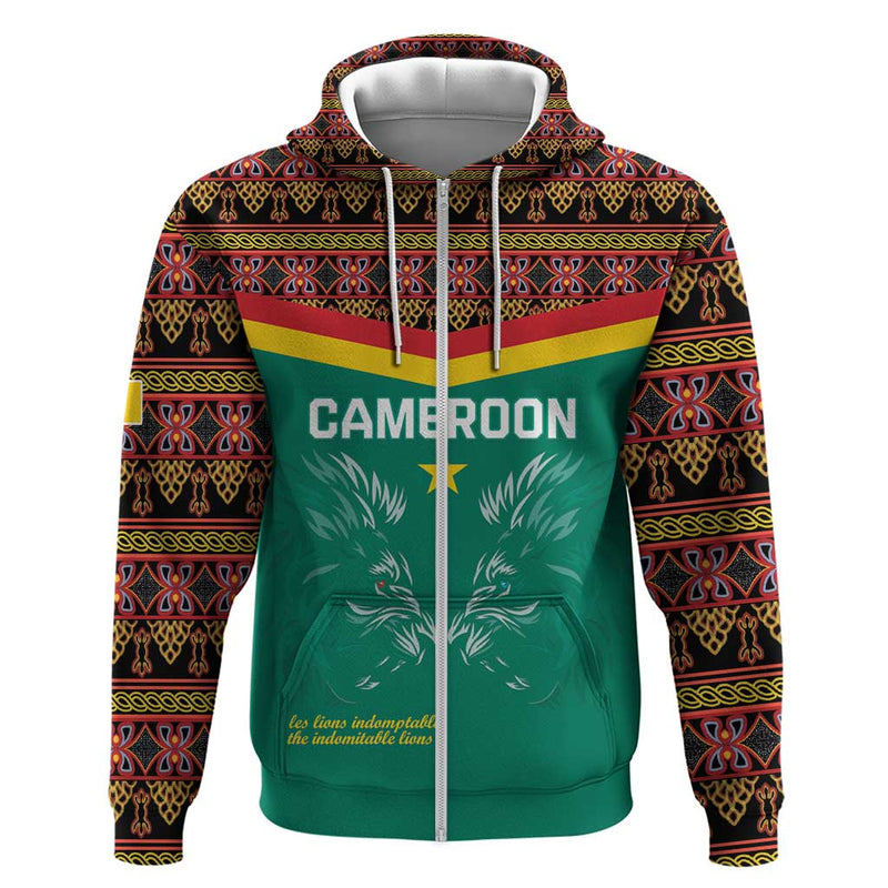 Custom Cameroon Football Go Champions - Toghu Pattern Hoodie