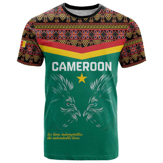 Custom Cameroon Football Go Champions - Toghu Pattern T Shirt